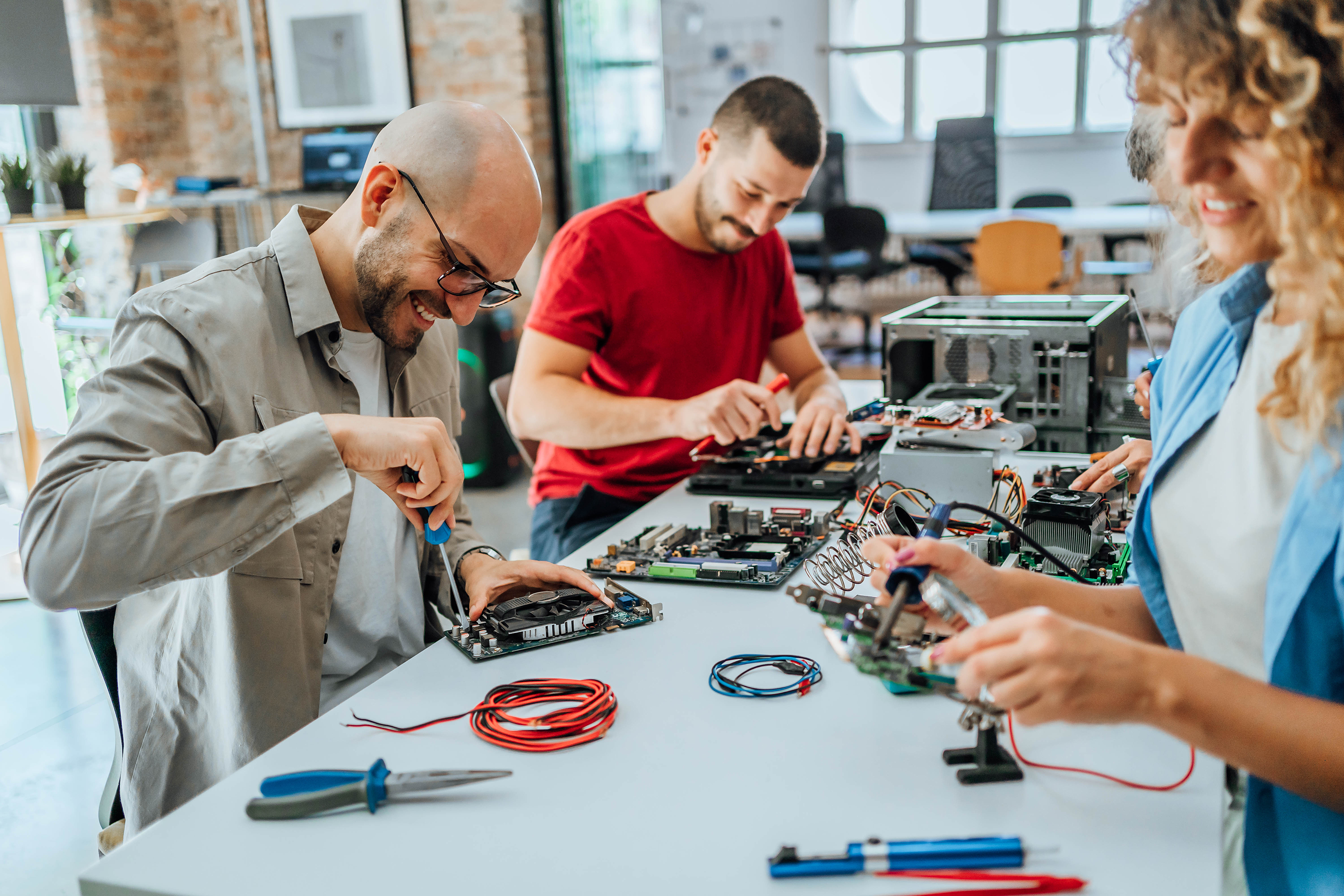 Engineers working